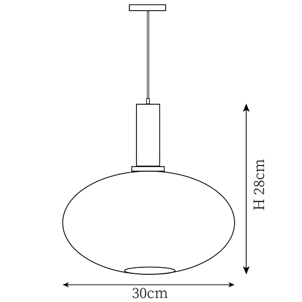 Clérachic pendant light dimension drawing, 3 of 3, every measurement marked in centimetres.
