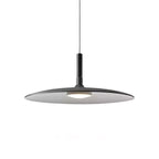 A black Clérachic disc pendant on a white background, with a pale underside and round light below.