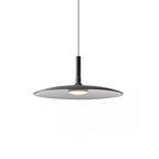 A grey Clérachic disc pendant on white, shown straight on with a black stem and a thin cord above.