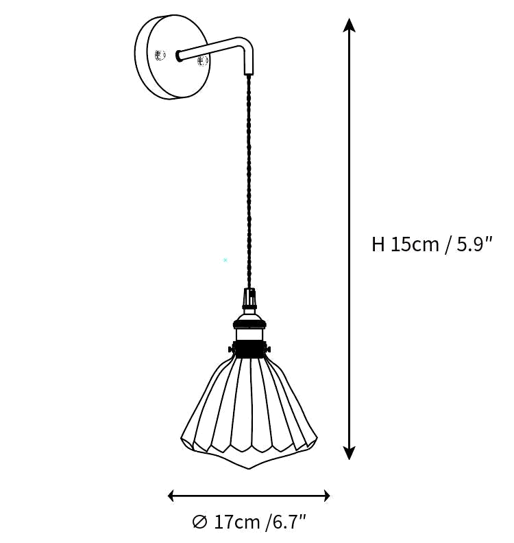 Dimension drawing of this Clérachic wall light, with its height and shade width marked.