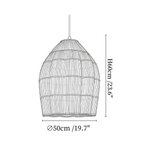 Clérachic pendant light dimension drawing, 1 of 3, every measurement marked in centimetres and inches.