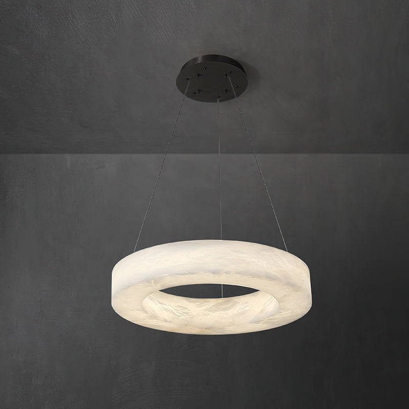 The Clérachic chandelier in a smaller ring diameter, matched to a compact black ceiling canopy.