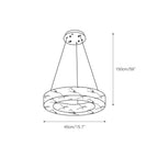 Dimension drawing for the Clérachic chandelier: 40 cm / 15.7 in ring diameter on a 150 cm / 59 in drop.
