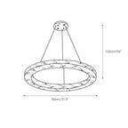 The Clérachic chandelier drawn at its 80 cm / 31.5 in ring diameter, again with a 150 cm / 59 in drop.