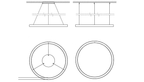 Installation diagram of this Clérachic ring pendant, showing the ceiling fixing, cable drop and ring from above and the side.