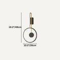 Clérachic black ring wall light with a black disc and brass-toned arm, drawn with its 49 cm height and 26 cm width marked.