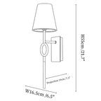 Clérachic wall light dimension drawing, every measurement marked in centimetres and inches.
