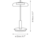 Dimension drawing of this Clérachic table lamp, with its 40 cm height and 22 cm base diameter marked.