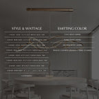 Size and wattage reference chart for the Clérachic chandelier, listing every head count, finish and colour temperature.