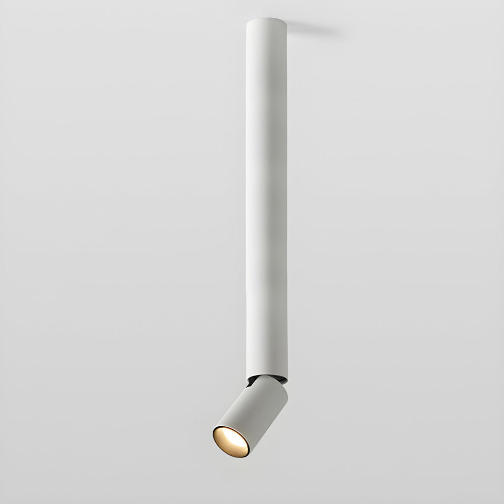 The longest white Clérachic spotlight pole, with a small tilted head at the bottom, on a pale backdrop.