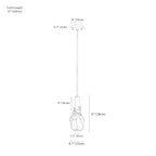 Clérachic pendant light dimension drawing, 2, every measurement marked in centimetres and inches.