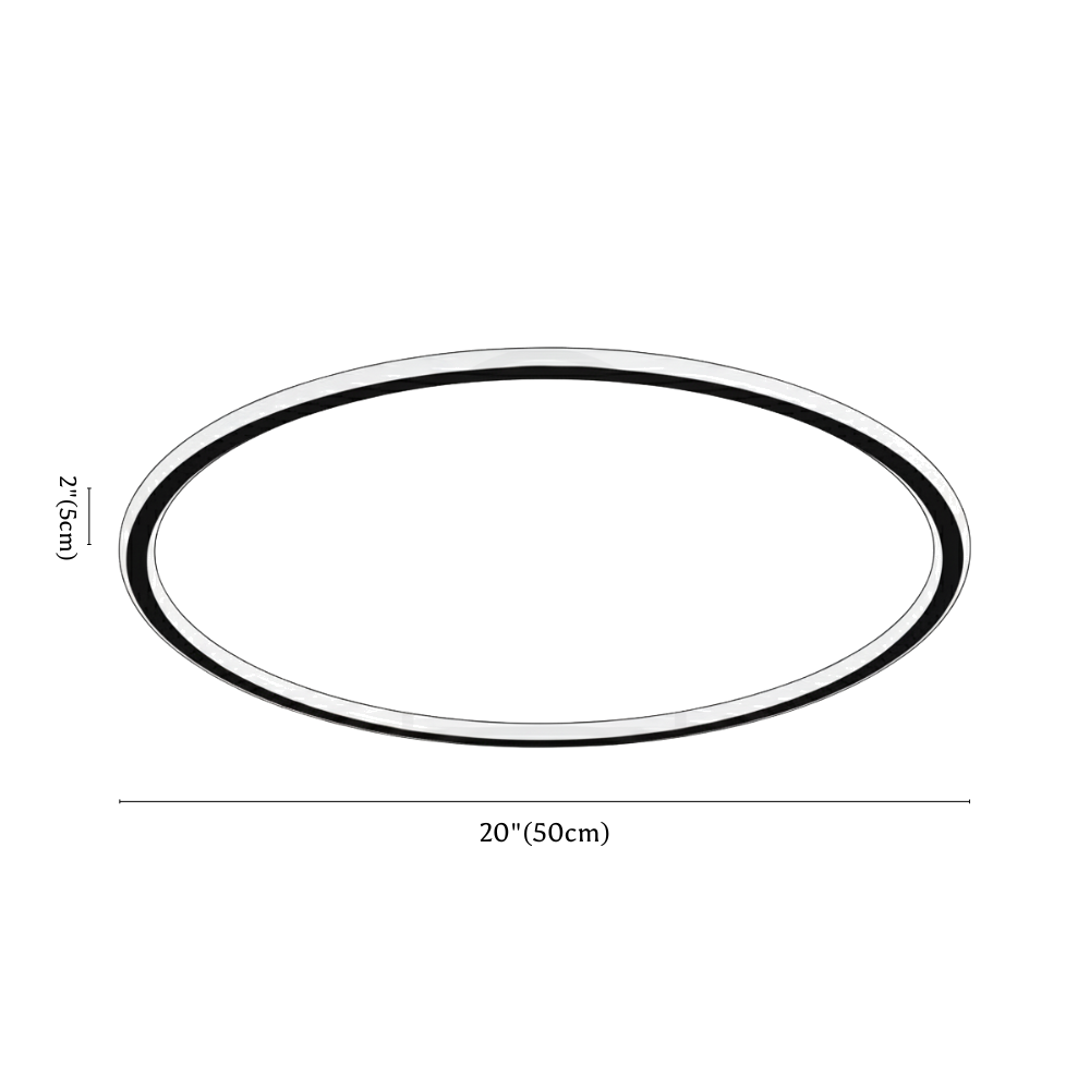 Clérachic ceiling light dimension drawing, 50 cm, 61 W, every measurement marked in centimetres and inches.