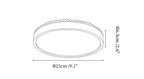 Clérachic ceiling light dimension drawing, 1 of 6, every measurement marked in centimetres and inches.