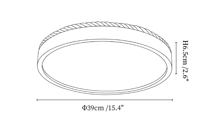Clérachic ceiling light dimension drawing, 3 of 6, every measurement marked in centimetres and inches.