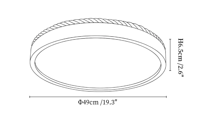 Clérachic ceiling light dimension drawing, 4 of 6, every measurement marked in centimetres and inches.