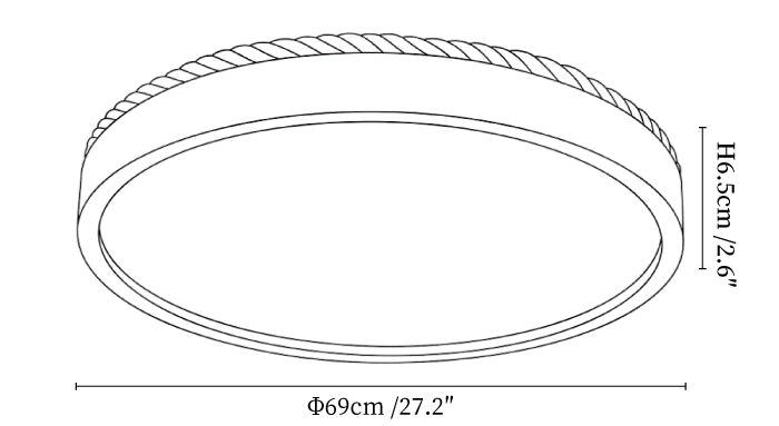 Clérachic ceiling light dimension drawing, 6 of 6, every measurement marked in centimetres and inches.