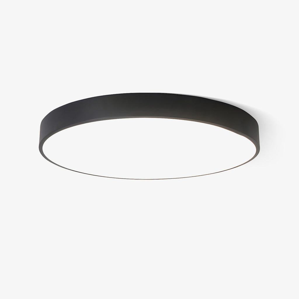 Black round slimline LED ceiling light from Clérachic with a flat white diffuser, shown on a plain white background.