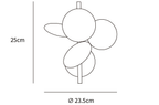 Dimension drawing of this Clérachic wall light, with its 25 cm height and 23.5 cm width marked.