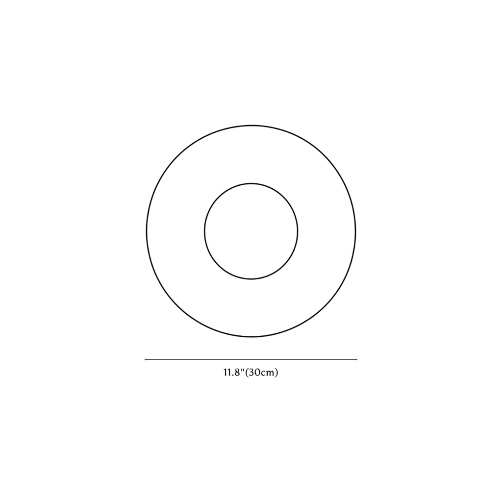 Clérachic wall light dimension drawing, 30 cm, every measurement marked in centimetres and inches.