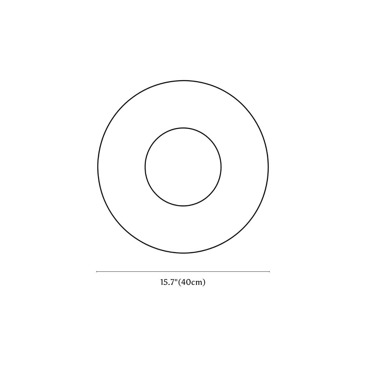 Clérachic wall light dimension drawing, 40 cm, every measurement marked in centimetres and inches.