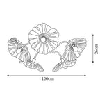 Dimension drawing for the Clérachic ruffled flower ceiling light, sized 100 cm across and 26 cm deep.