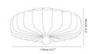 Clérachic ceiling light dimension drawing, 1 of 3, every measurement marked in centimetres and inches.
