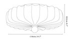 Clérachic ceiling light dimension drawing, 2 of 3, every measurement marked in centimetres and inches.