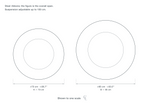 Technical dimension drawing of the Clérachic Sculptural Chandelier for Dining Table, Steel, 73 to 85 cm in all 2 sizes — A at 73 cm (28.7″) across, B at 85 cm (33.5″) across, drawn to one scale.