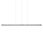 Longest segmented glass chandelier from Clérachic with a chrome body, hanging from three cables on a plain white backdrop.