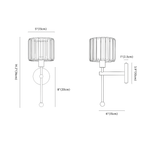 Clérachic wall light dimension drawing, every measurement marked in centimetres and inches.