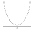 Dimension drawing of this Clérachic pendant light, with its width marked below the U-shaped tube.