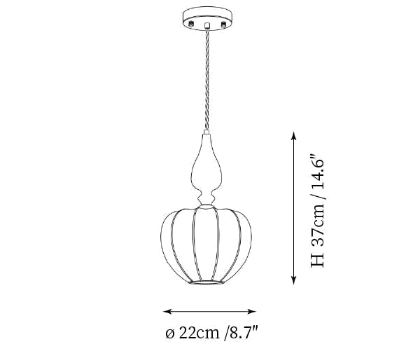 Clérachic light dimension drawing, every measurement marked in centimetres and inches, on a plain white ground.