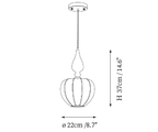 Clérachic light dimension drawing, every measurement marked in centimetres and inches, on a plain white ground.