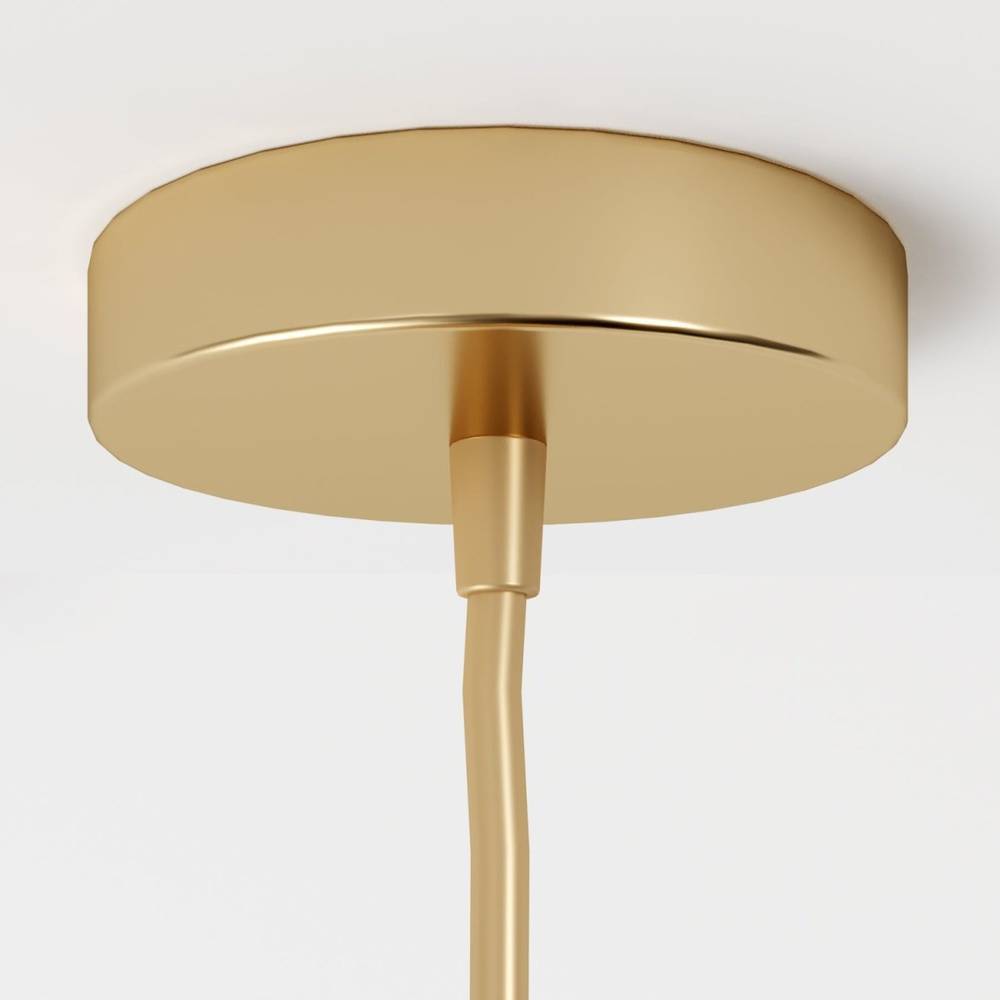 Clérachic close-up of the champagne ceiling canopy and cord fitting, shown against a plain white backdrop.