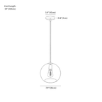 Clérachic pendant light dimension drawing, 20 cm, every measurement marked in centimetres and inches.