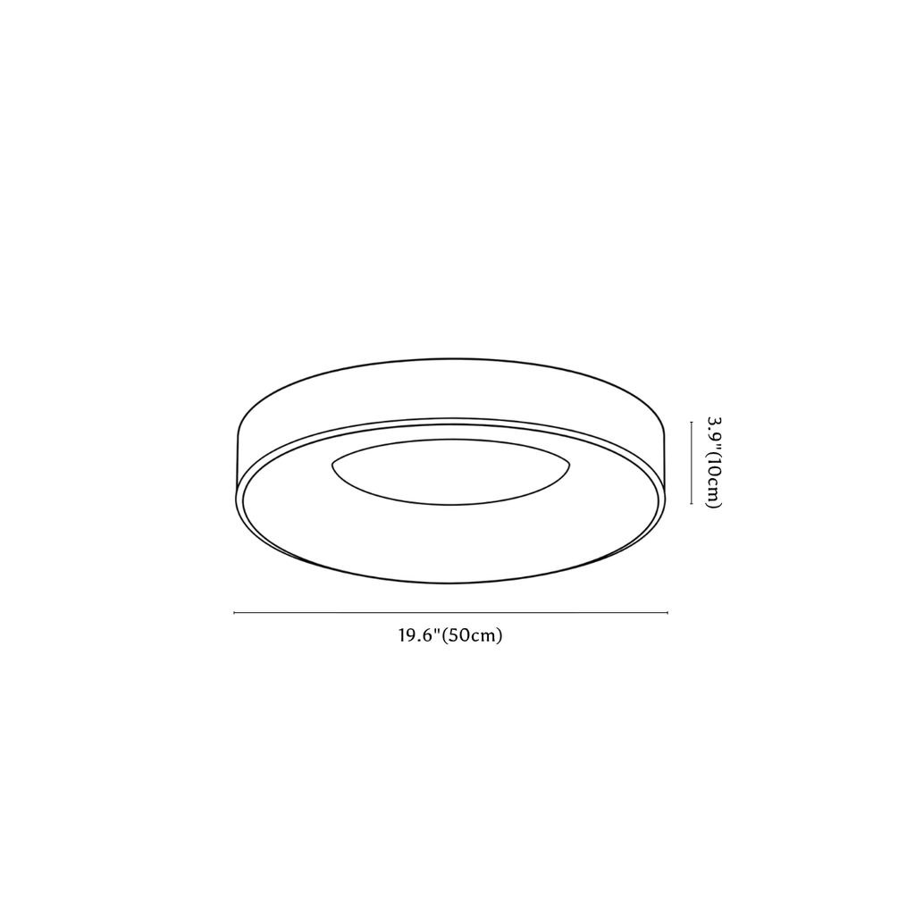 Clérachic ceiling light dimension drawing, 50 cm, every measurement marked in centimetres and inches.