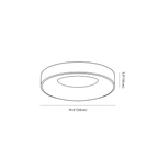 Clérachic ceiling light dimension drawing, 50 cm, every measurement marked in centimetres and inches.
