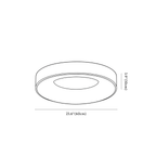 Clérachic ceiling light dimension drawing, 60 cm, every measurement marked in centimetres and inches.