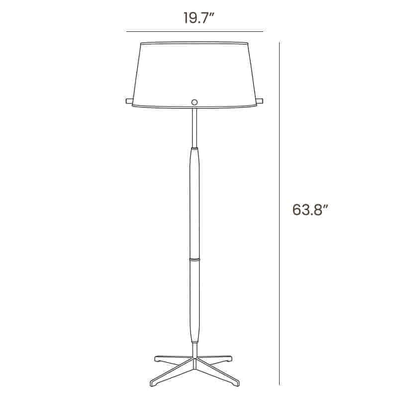 Dimension drawing of this Clérachic floor lamp, with its height and shade width marked.