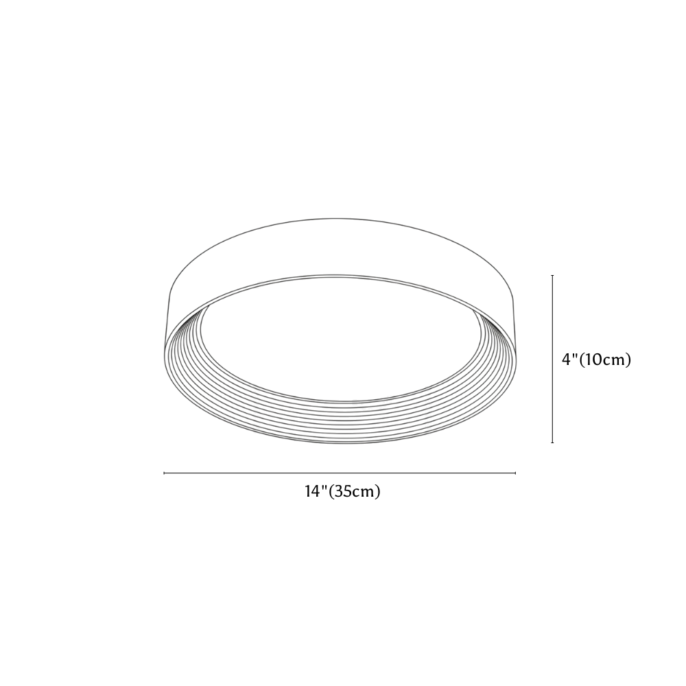 Clérachic ceiling light dimension drawing, 35 cm, every measurement marked in centimetres and inches.