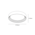 Clérachic ceiling light dimension drawing, 45 cm, every measurement marked in centimetres and inches.