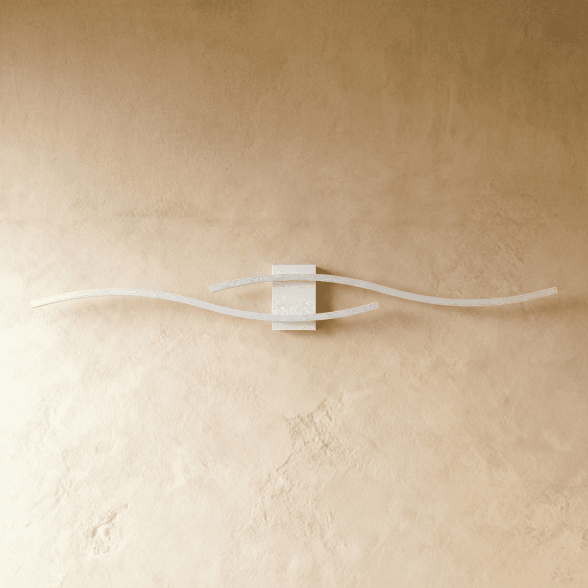 Clérachic white wavy bar wall lamp switched off, its two slim arms and plain backplate set against plaster.