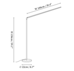 Dimension drawing of this Clérachic floor lamp, with its height of 150 cm (59.1″), its 100 cm (39.4″) arm width and its 22 cm (8.7″) base marked.