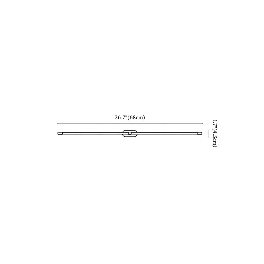 Clérachic wall light dimension drawing, 1 of 2, every measurement marked in centimetres and inches.
