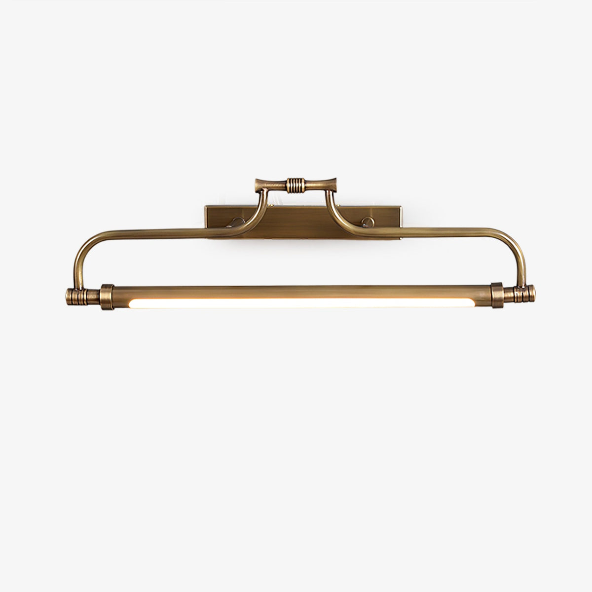 Front view of this Clérachic wall light on a plain pale backdrop, showing the bracket, the curved arm and the ribbed end caps.