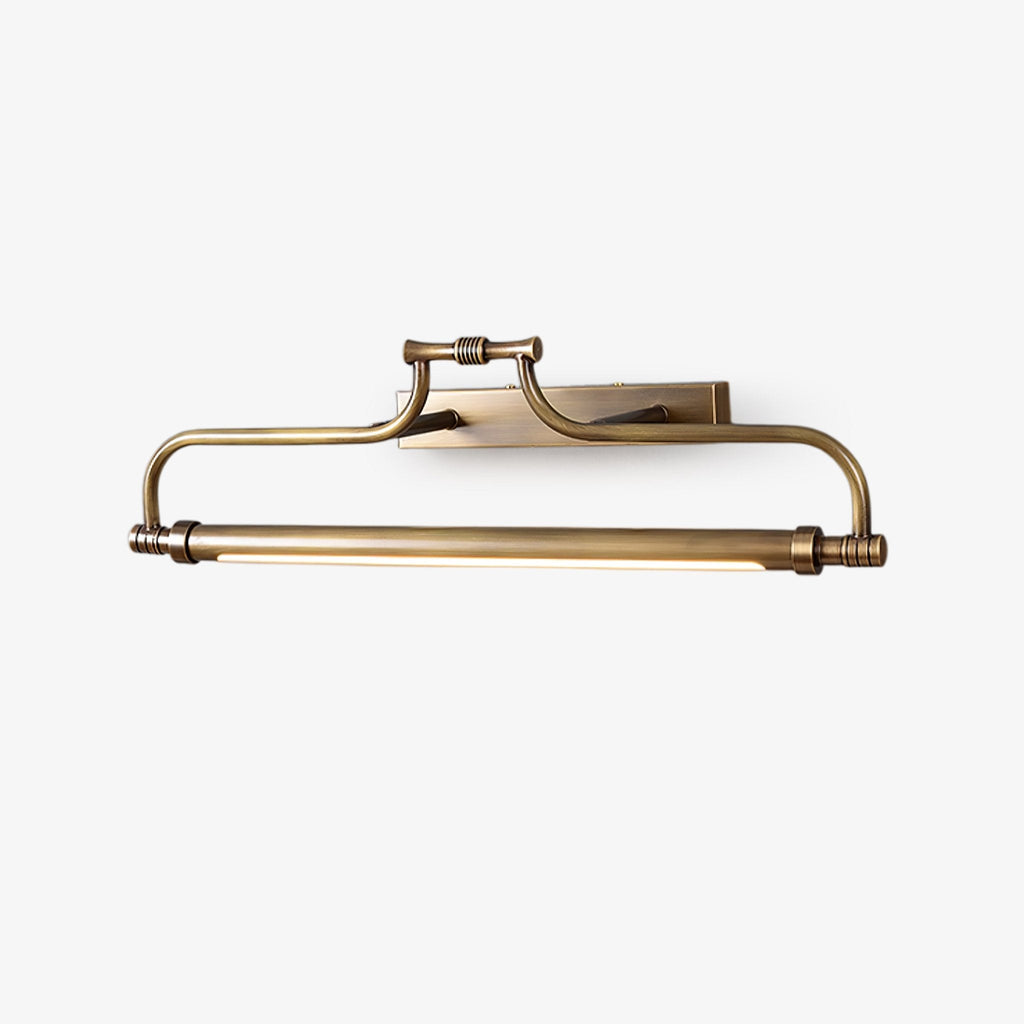 Three-quarter view of this Clérachic wall light on a light grey backdrop, showing the back plate and the slim tube under the arm.