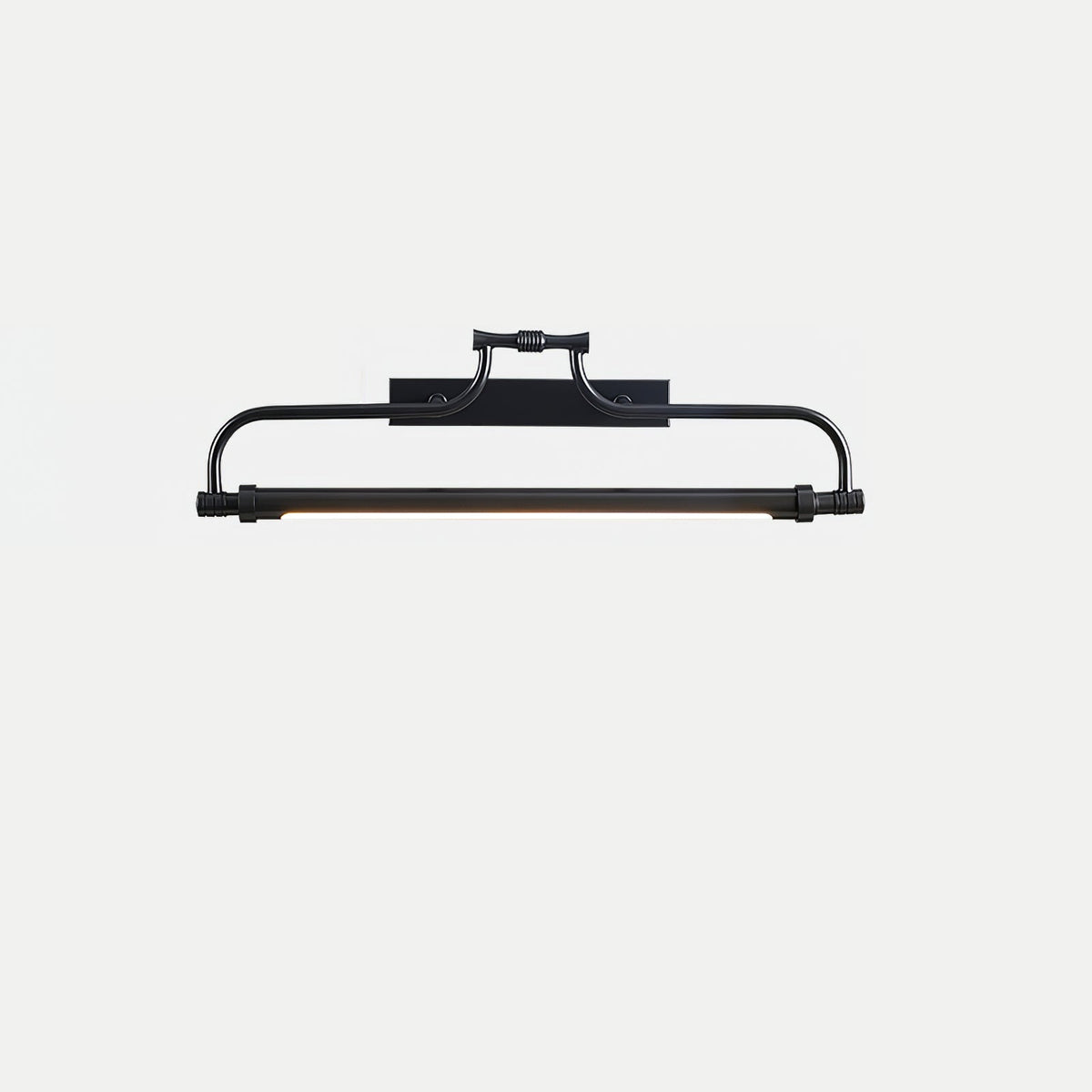 A black version of this Clérachic wall light on a pale grey backdrop, with the same arm and ribbed end caps.
