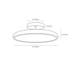 Clérachic ceiling light dimension drawing, 40 cm, every measurement marked in centimetres and inches.