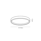 Clérachic ceiling light dimension drawing, 6 of 6, every measurement marked in centimetres and inches.