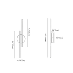 Clérachic wall light dimension drawing, every measurement marked in centimetres and inches.